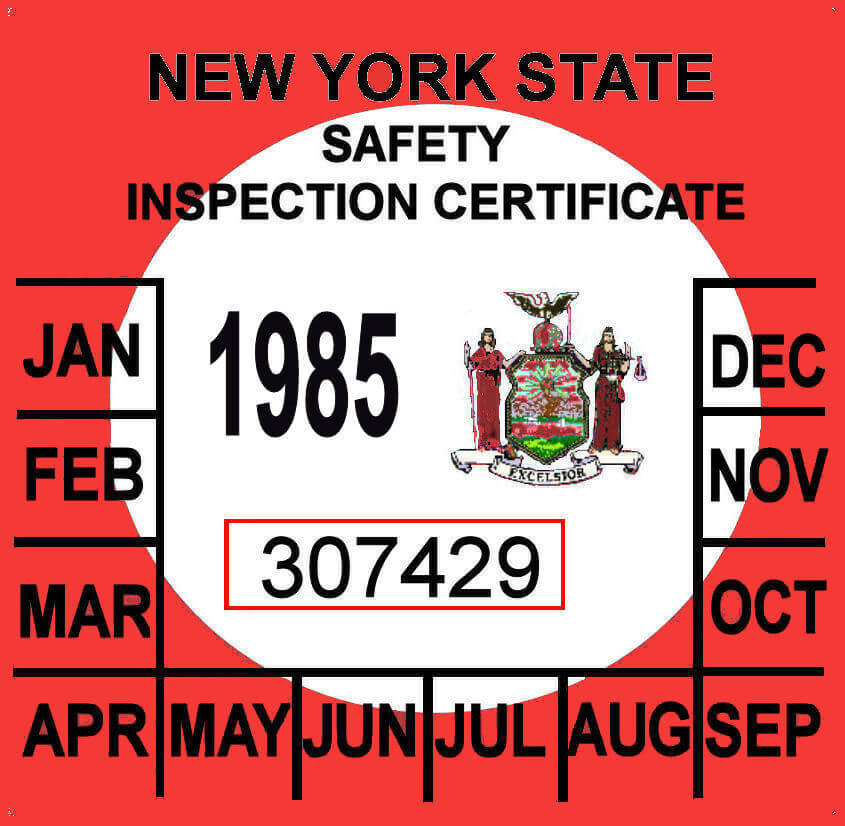 1985 New York Inspection sticker